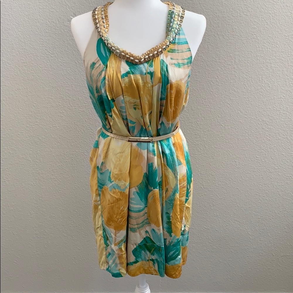 BCBG MaxAzria beaded silk cocktail dress